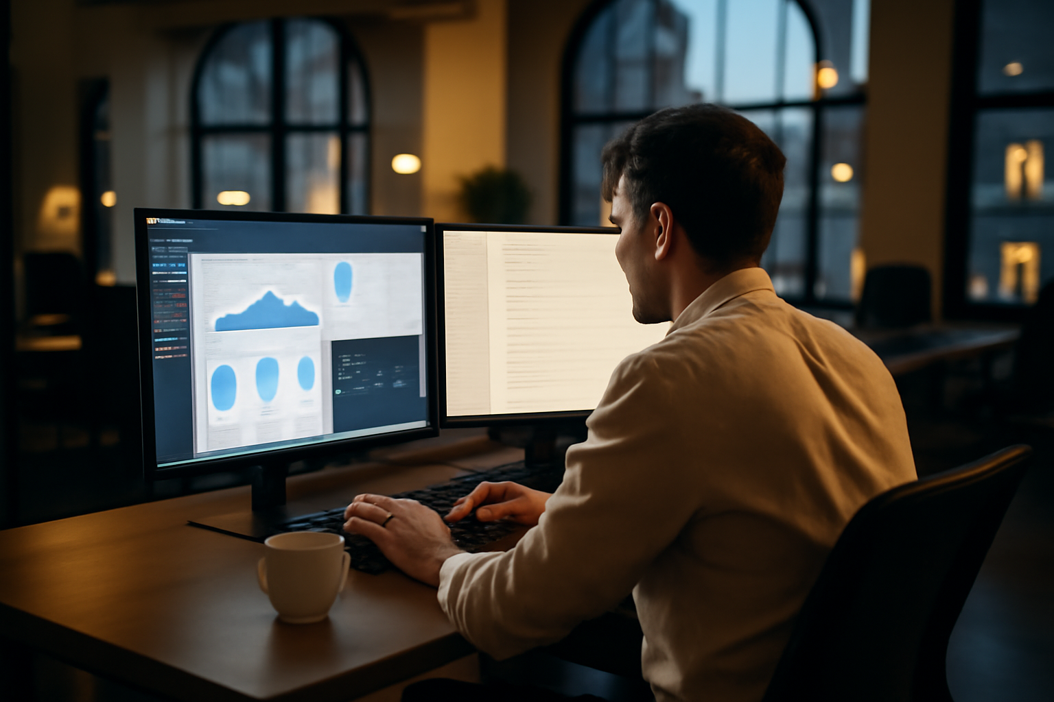 Gigabrain : analyste utilise un tableau de bord IA sur écran
