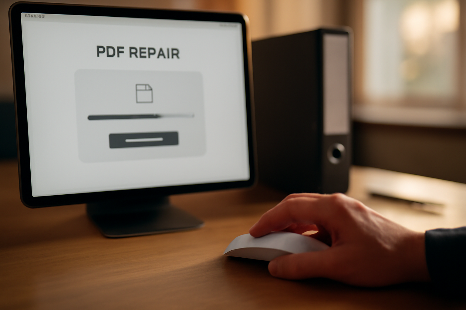 interface en ligne pour réparer fichier pdf avec barre de progression et bouton de téléchargement