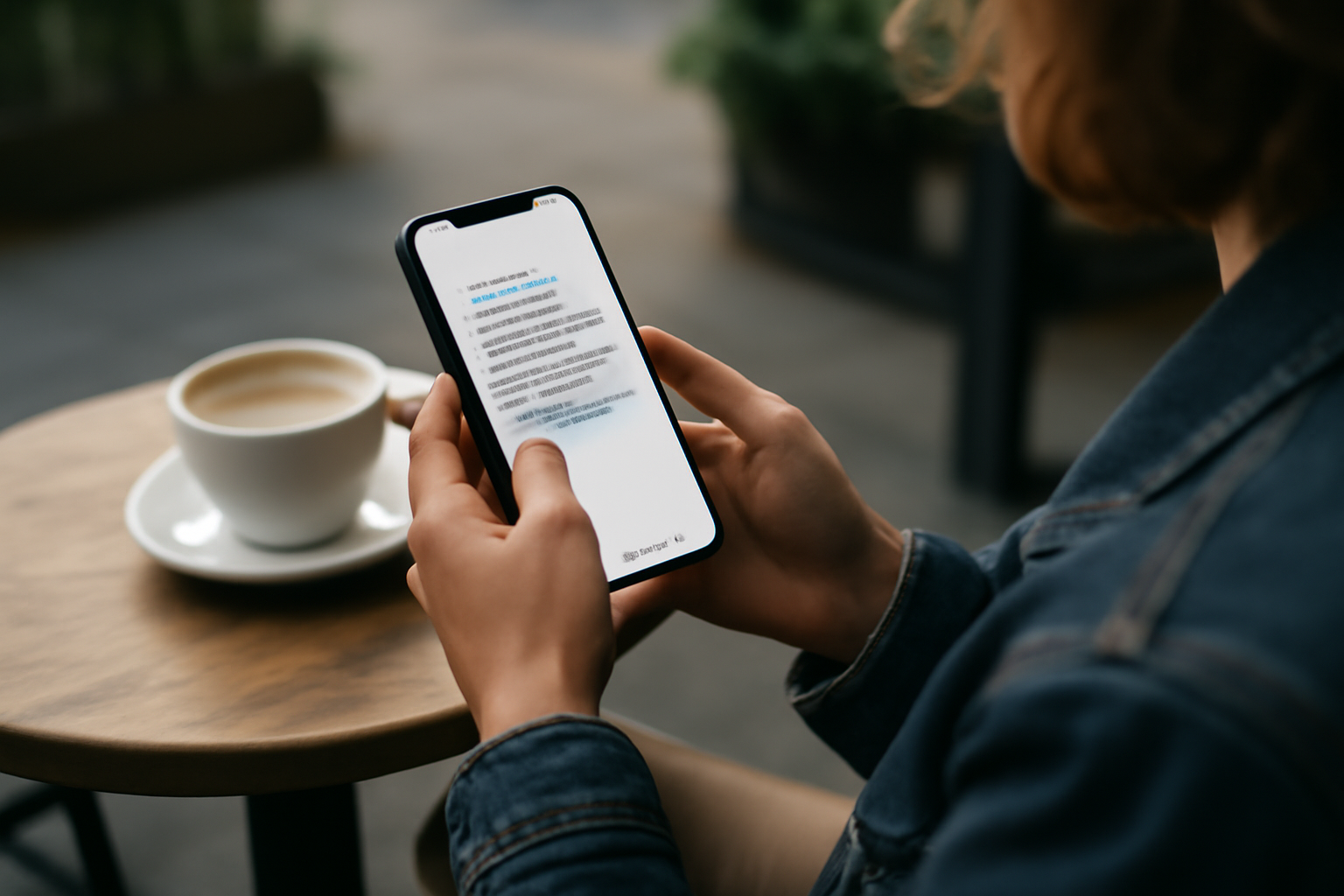 interface mobile pour girlfriendgpt : conversation IA sur smartphone, éclairage naturel