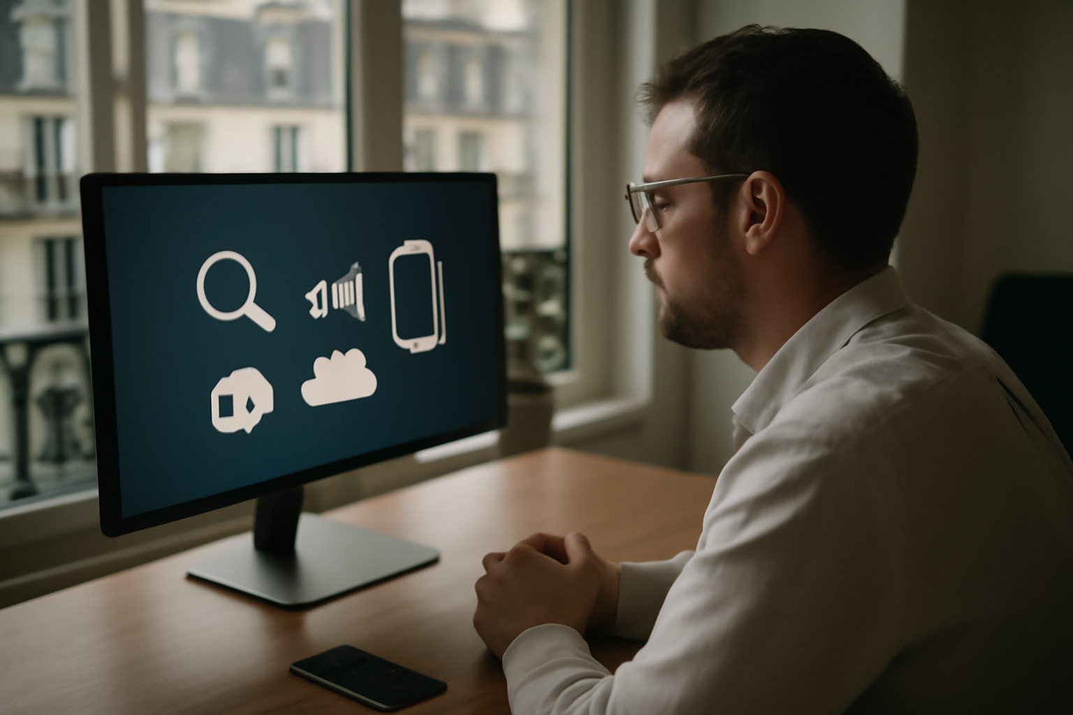 gafam de google : cinq géants du numérique représentés sur un écran d’analyse, équipe au bureau avec ordinateur portable
