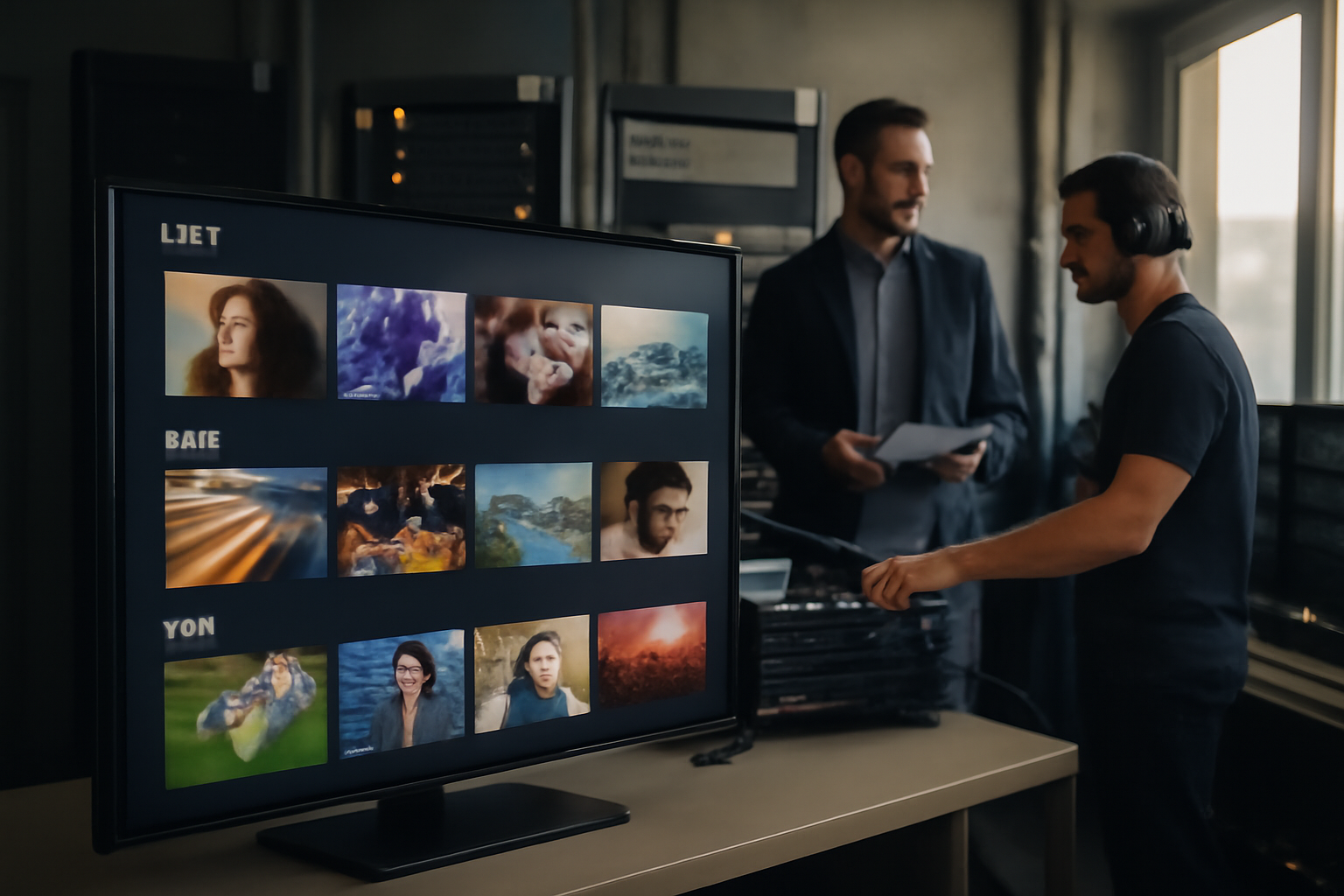 okast plateforme SVOD FAST live sur écran d’un studio de streaming