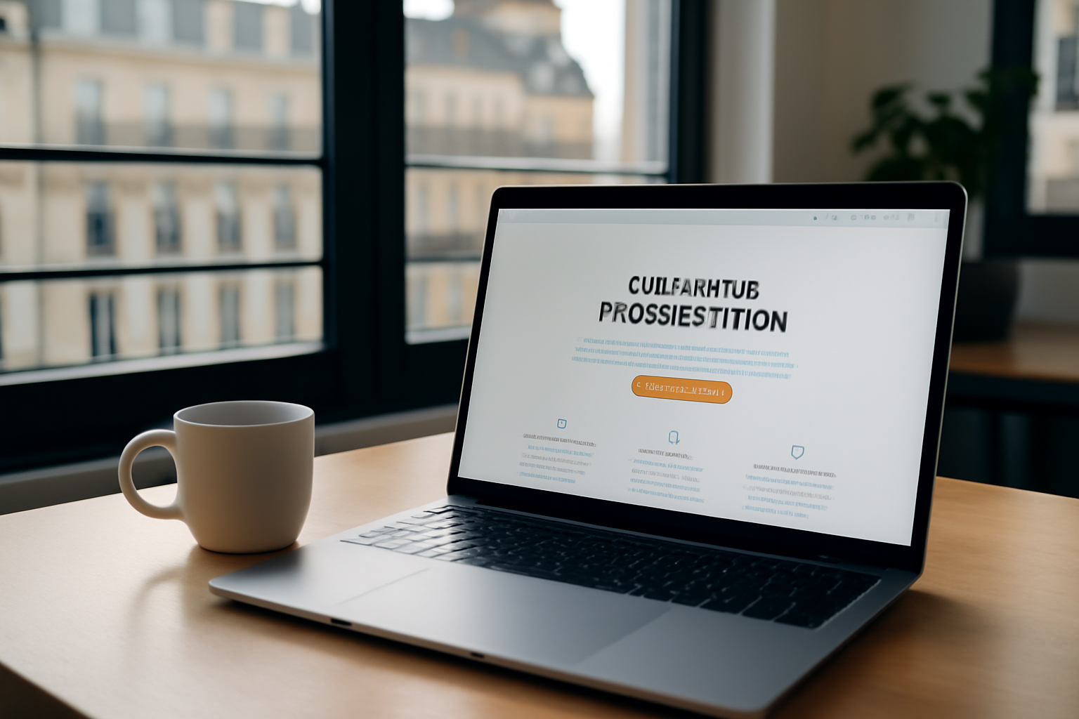 site one page sur ordinateur affichant une page de présentation avec ancres et bouton de contact