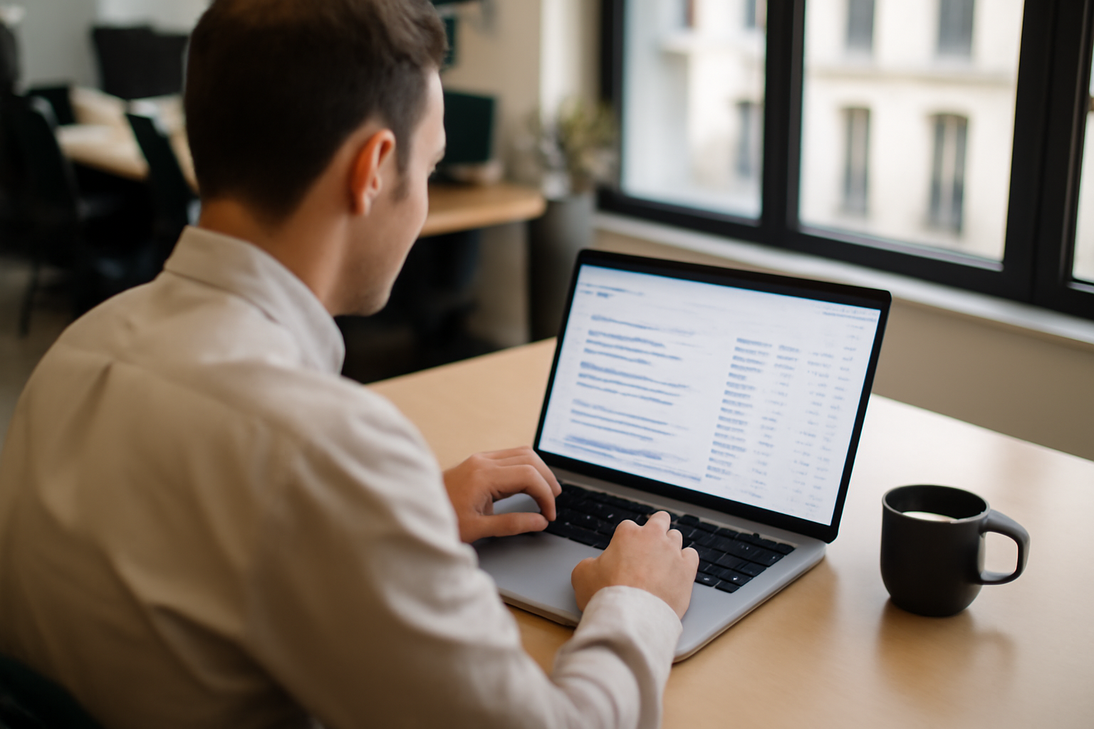 Choisir des mots-clés : analyste SEO consultant un écran avec SERP et requêtes